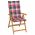 Scaune gradina cu perne, rosu model carouri, lemn masiv tec, multicolor
